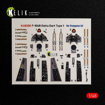 RES/KIT 1/48 F-106B Delta Dart Type 1 Interior 3D Decals (For Trumpeter) imagen 1