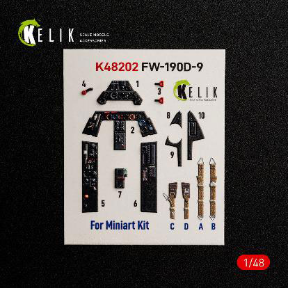 RES/KIT 1/48 Fw190D-9 Interior 3D Decals (For Mini Art)