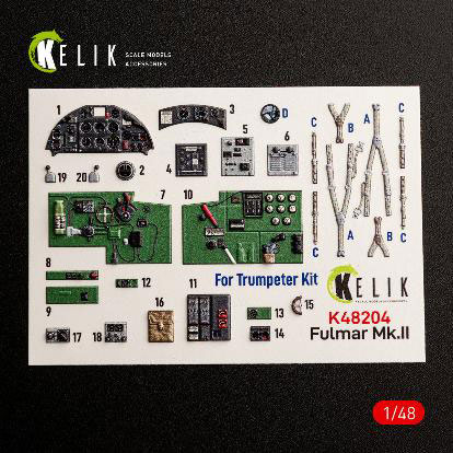 RES/KIT 1/48 Fairey Fulmar Mk.II Interior 3D Decals (For Trumpeter)