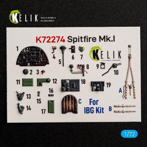 RES/KIT 1/72 Spitfire Mk.I Interior 3D Decals (For IBG)