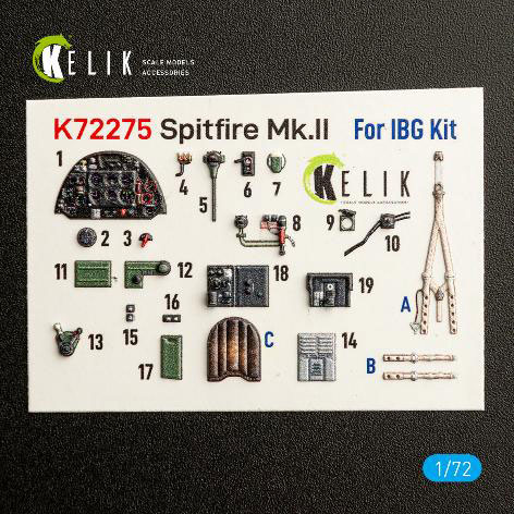RES/KIT 1/72 Spitfire Mk.II Interior 3D Decals (For IBG)