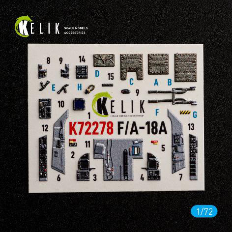 RES/KIT 1/72 F/A-18A Interior 3D Decals (For Academy)