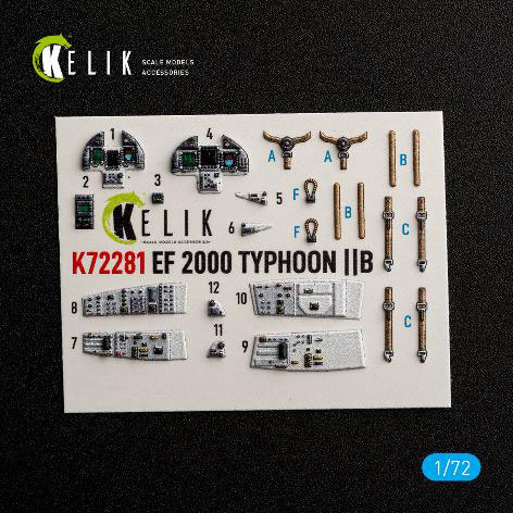RES/KIT 1/72 Eurofighter Typhoon (Two-seater) Interior 3D Decals (For Italeri)