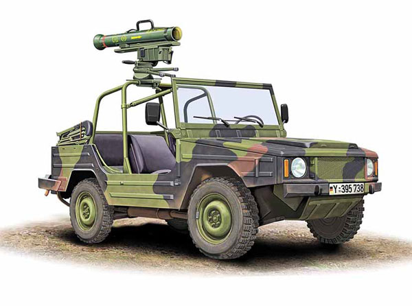 ACE 1/35 German Iltis Small Military Vehicle (Type183) w/Milan Anti-tank Missile Plastic Model