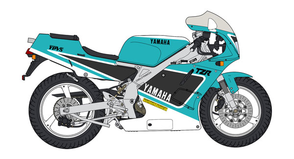 Hasegawa 1/12 Yamaha TZR250 (3MA) Late Model (1990) "Light Cyan Solid 1 / Yamaha Black" Plastic Model hình ảnh 1