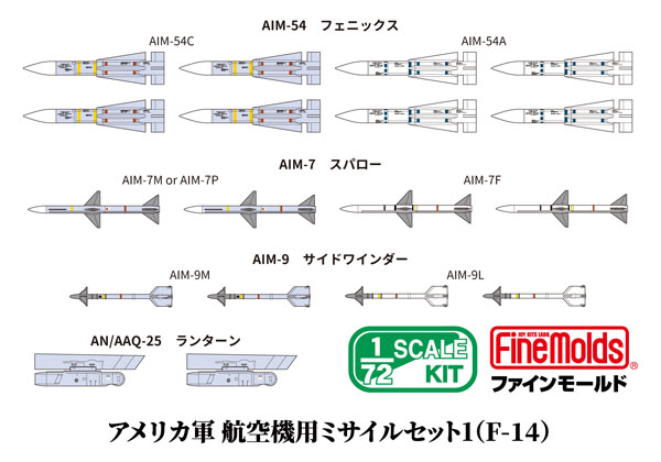 Fine Molds 1/72 US Army Aircraft Missile Set 1 (F-14) Plastic Model