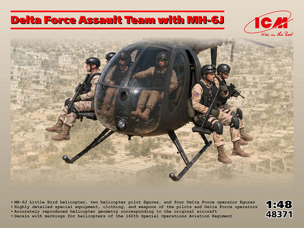 ICM 1/48 Delta Force Assault Team w/MH-6J Plastic Model