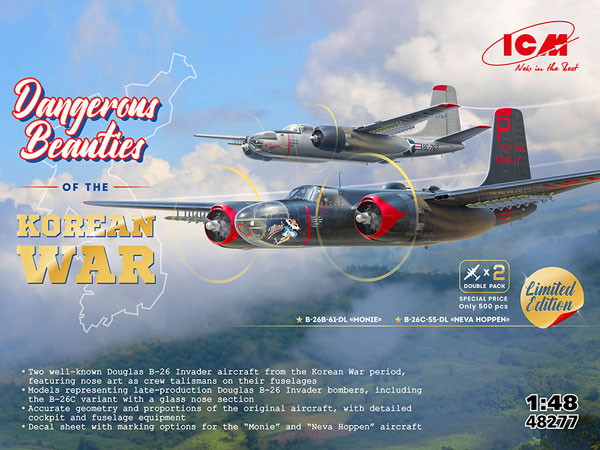 ICM 1/48 Korean War B-26 Invader 2pc. Set (Exclusive) Plastic Model Bild 1