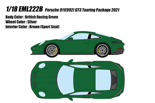 Make Up 1/18 Porsche 911 (992) GT3 Touring Package 2021 British Racing Green
