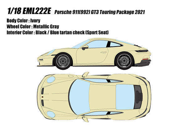 Make Up 1/18 Porsche 911 (992) GT3 Touring Package 2021 Ivory image 1