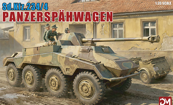 DRAMi Model 1/35 WW.II German Army Sd.Kfz.234/4 Panzerspahwagen 8-wheel Anti Tank Self-propelled Gun Plastic Model