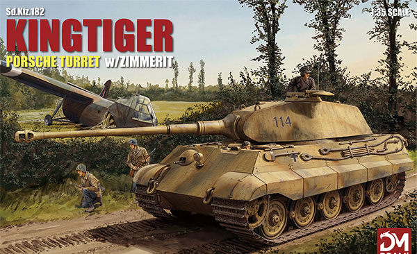 DRAMi Model 1/35 WW.II German Army Sd.Kfz.182 Kingtiger Porsche w/Zimmerit Coating Plastic Model 画像 1