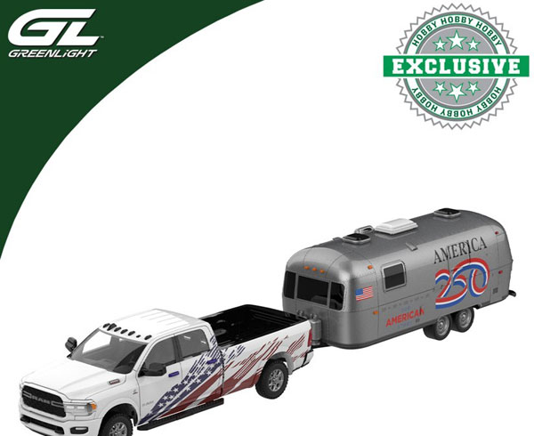 GreenLight 1/64 2024 Ram 2500 Laramie with 2026 Airstream America 250 Edition