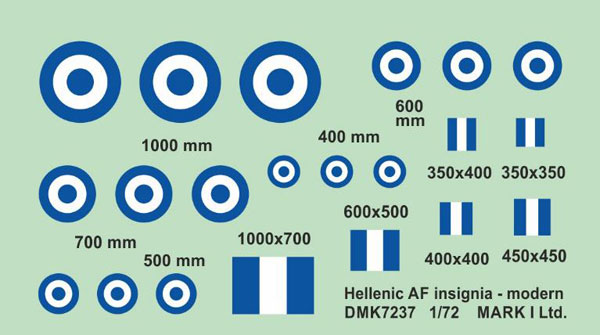 Mark I Models 1/72 Hellenic Air Force National Insignia Decals