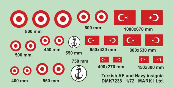Mark I Models 1/72 Turkish Air Force / Navy National Insignia Decals