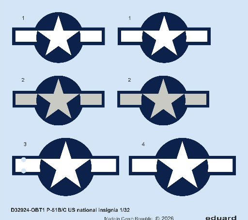 Eduard 1/32 P-51B/C National Insignia Decals (For Eduard)